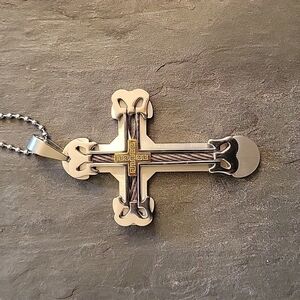Stainless Steel Cross Necklace. Large Heavy